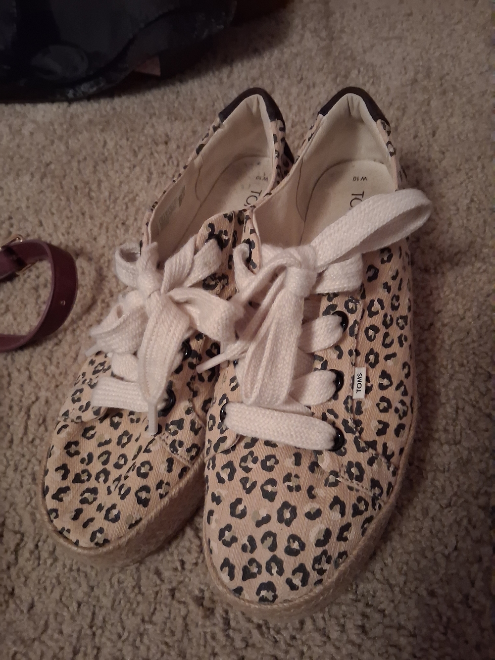 TOMS Leopard Print Platform Sneakers in Cream and Black